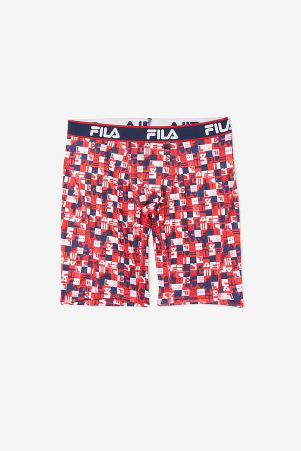 Fila Red Allover Logo Men's Boxer - Red,NZ 197-53608